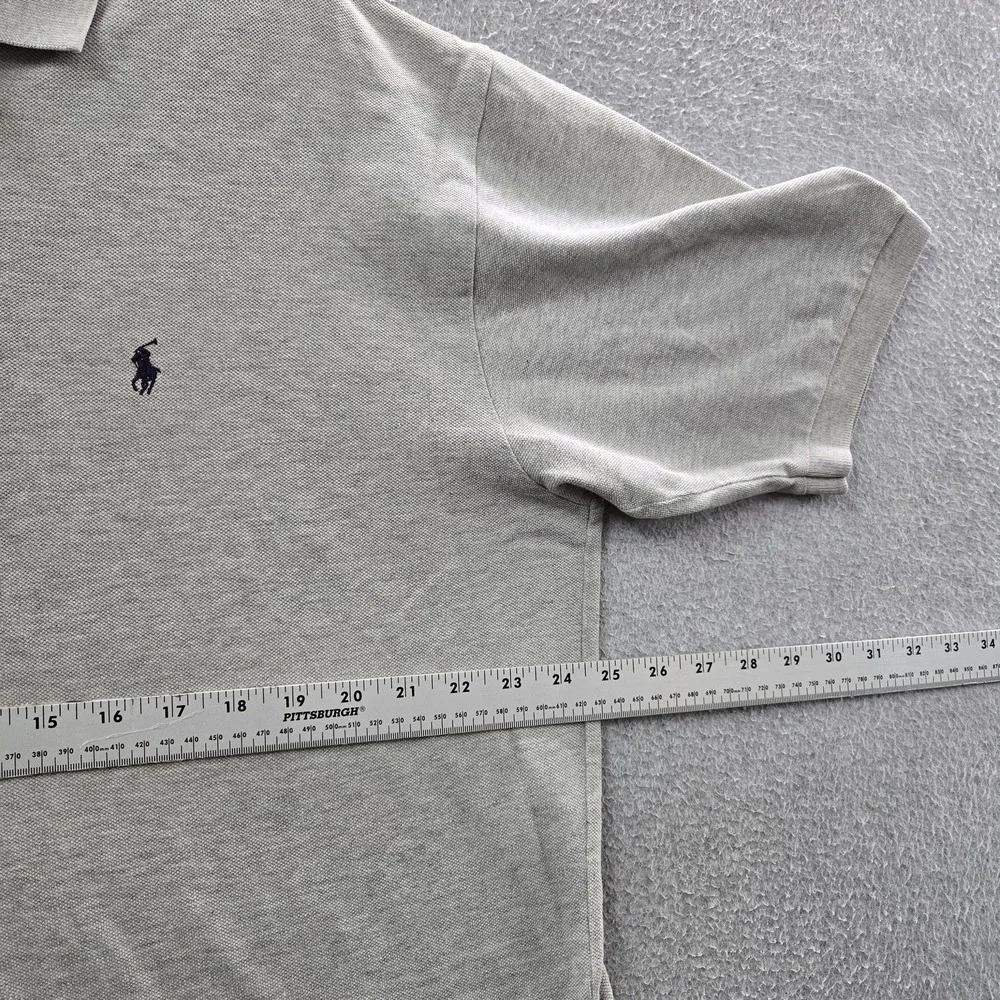 VINTAGE Polo‎ Ralph Lauren Men Polo XL Gray Embroidered Pony Logo Short Sleeve